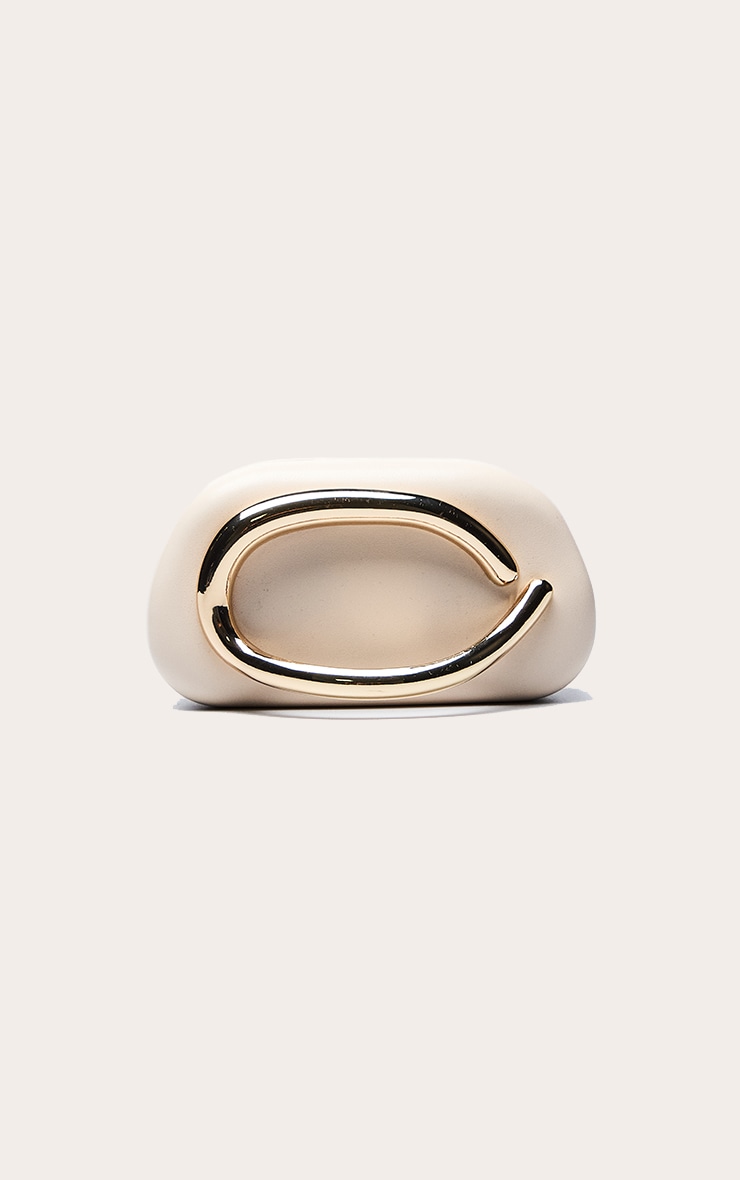 Bone PU Oval Handle Hard Clutch Bag image 2