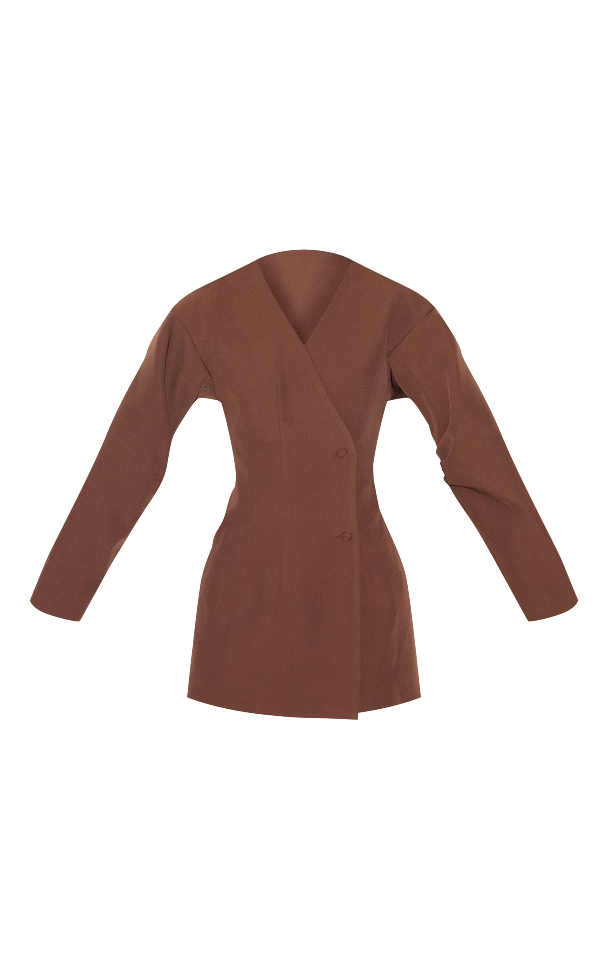 Robe blazer tissée marron clair à manches ballon image 5