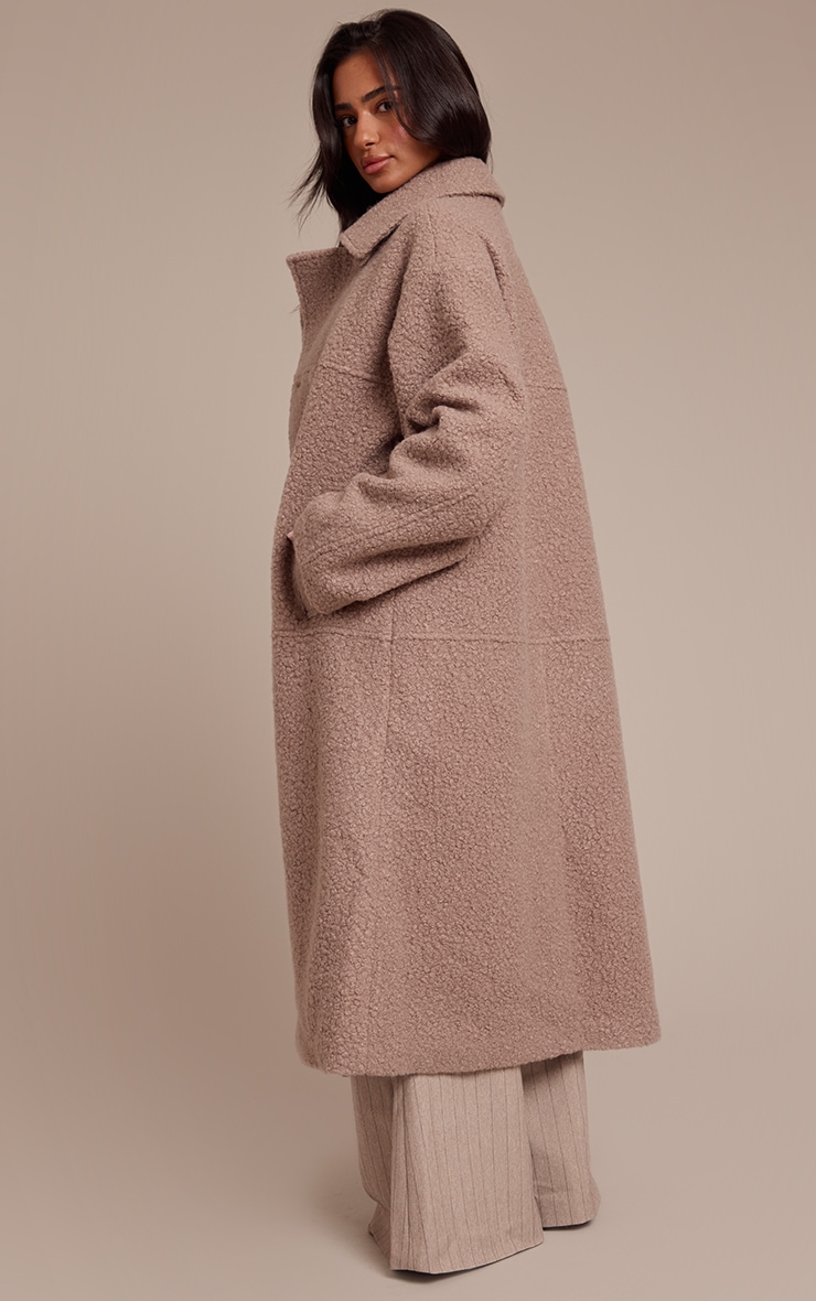 Petite Taupe Boucle Double Breasted Maxi Coat image 2