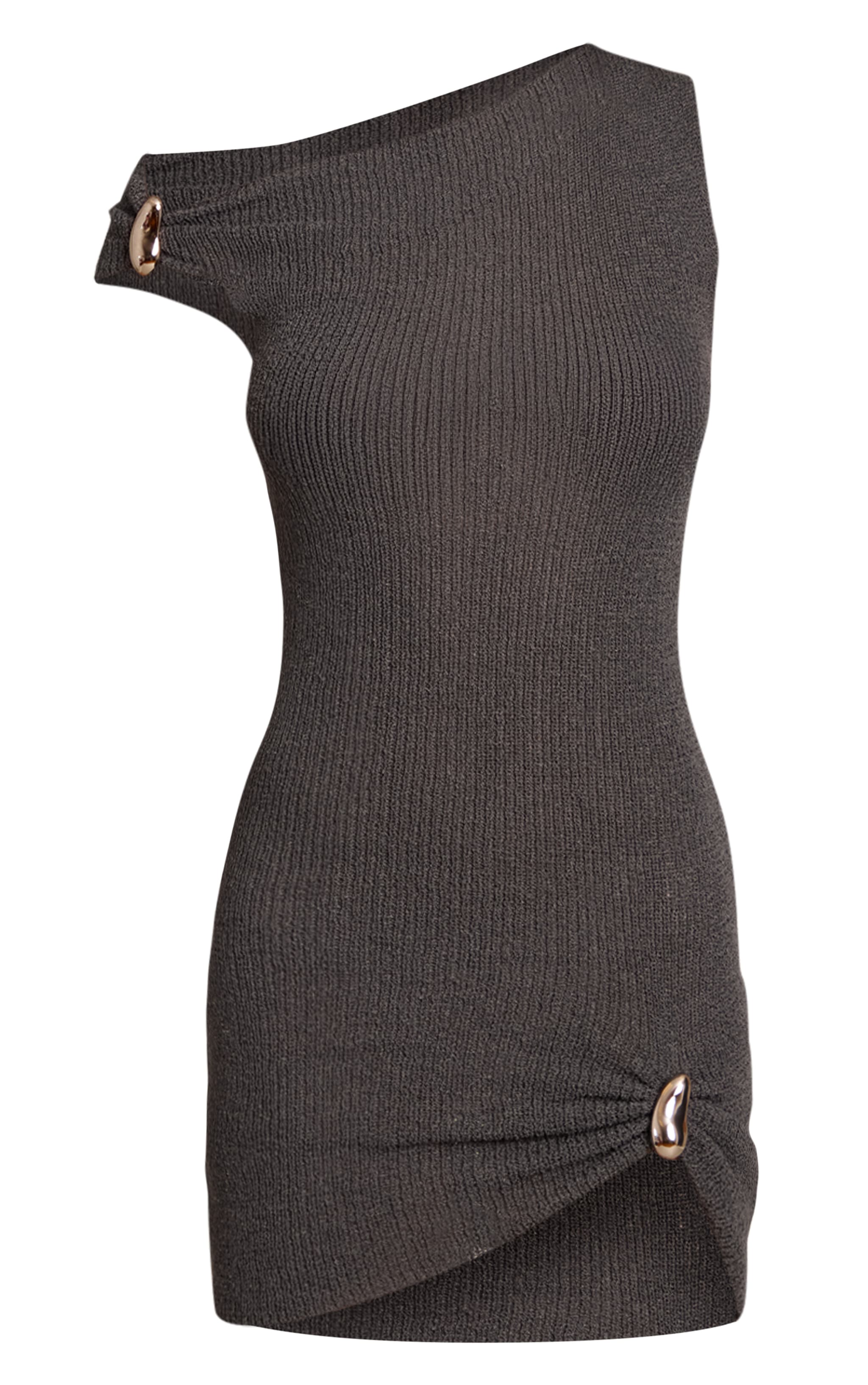 Mini robe asymétrique gris anthracite à empiècements image 5