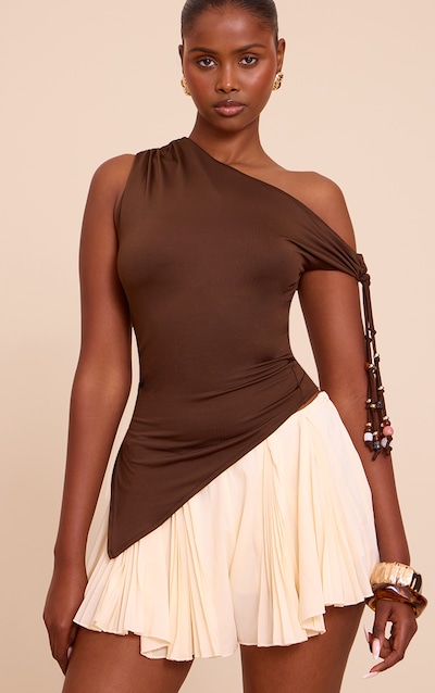 Cream Chiffon Floaty Woven Pleated Skort