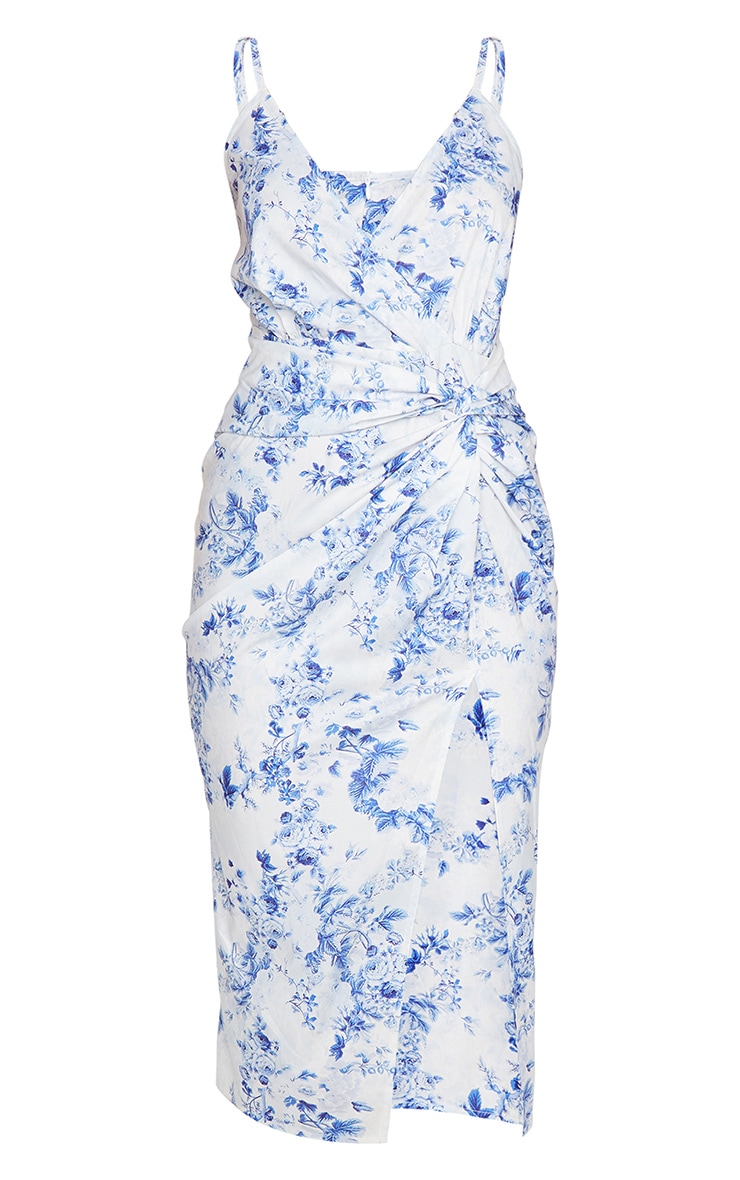pretty little thing blue floral dress