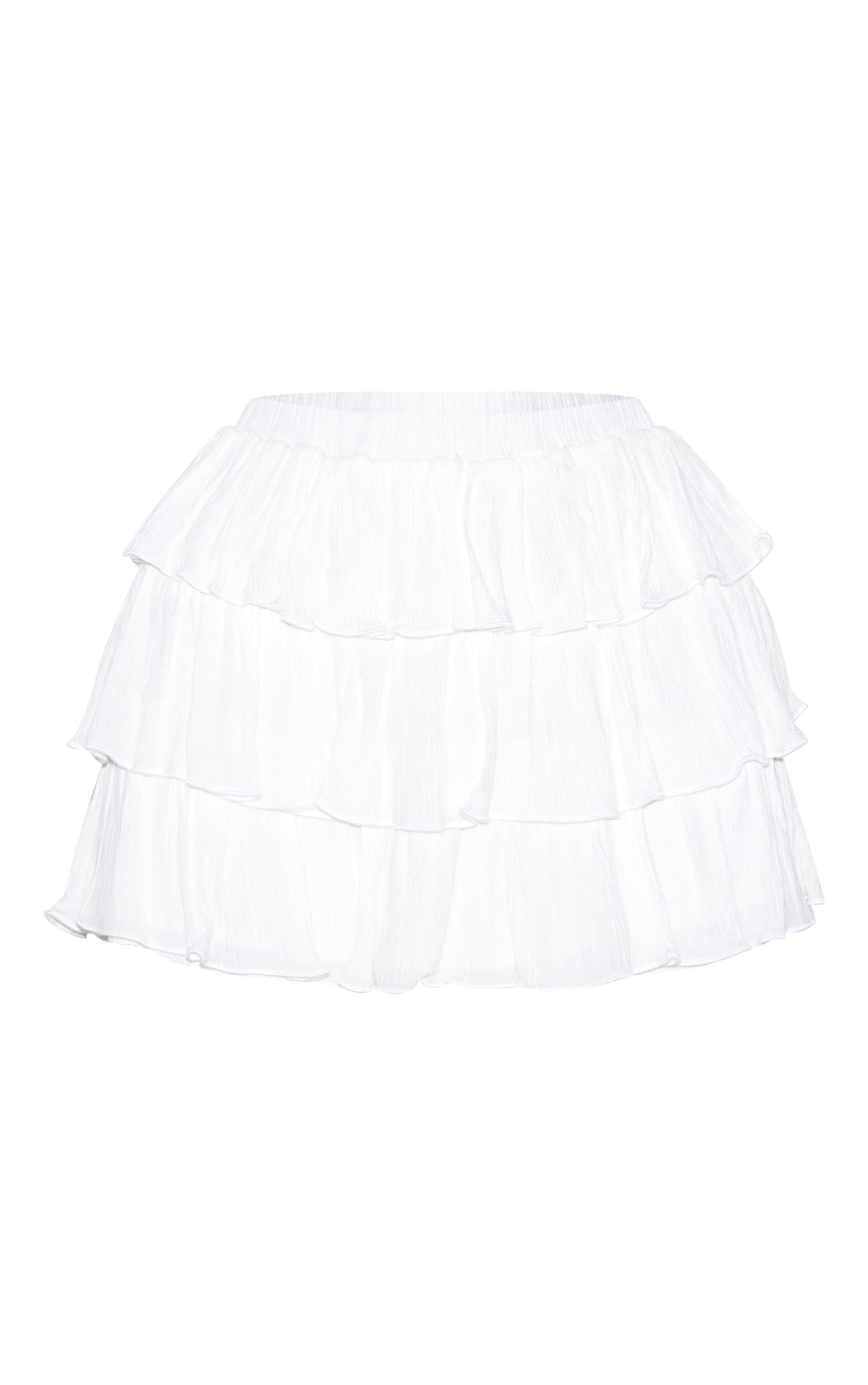 White Cheesecloth Ruffle Mini Skort image 6