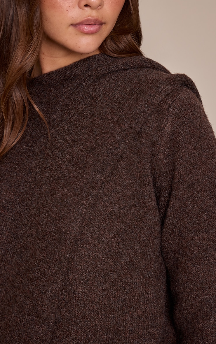 Chocolate Scarf Wrap Detail Knitted Jumper  image 4