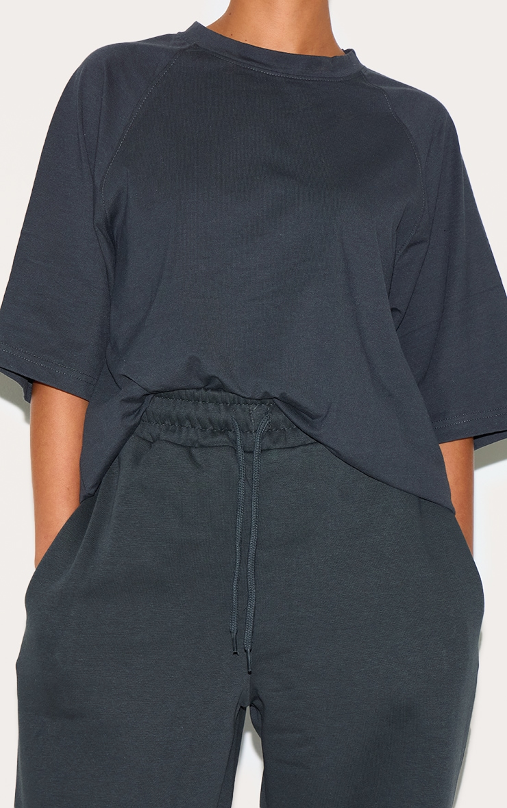 Petite Charcoal Oversized Wide Leg Sweatpants image 4
