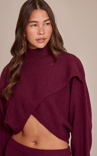 Burgundy Wrap Knit Jumper