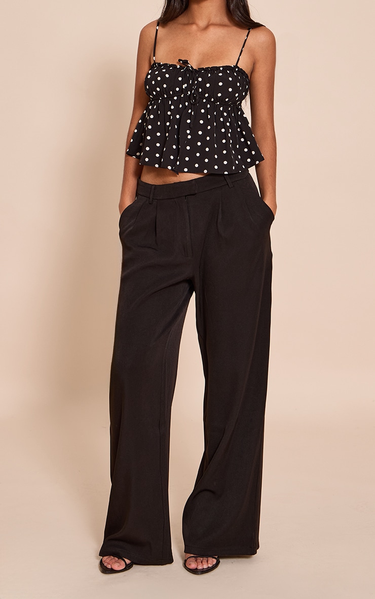 Petite Black Wide Leg Tailored Pants image 2