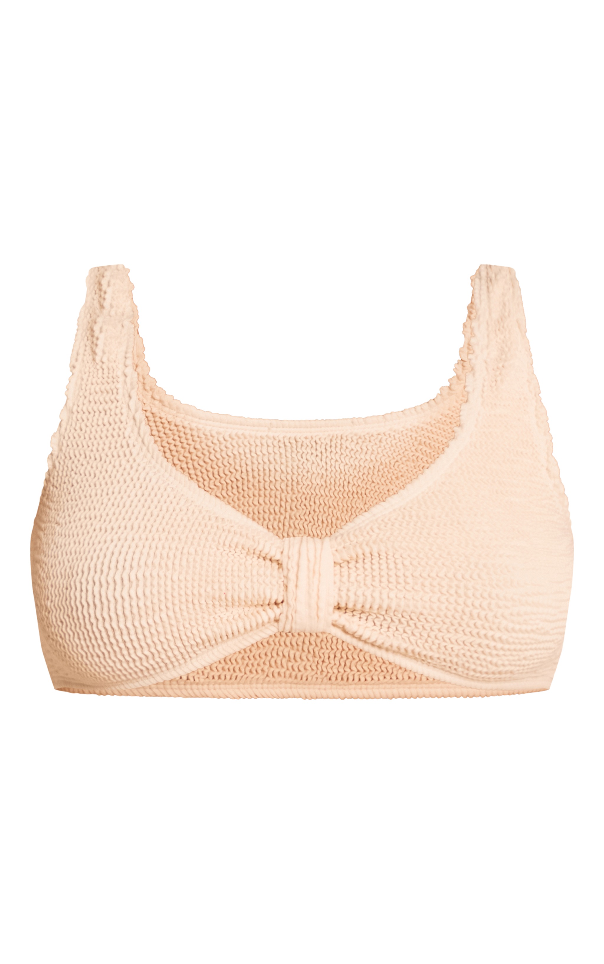 Haut de maillot de bain crêpé crème noué devant image 5