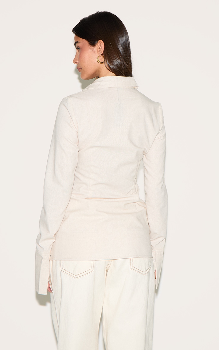 Ecru Lightweight Woven Fitted Shirt image 2