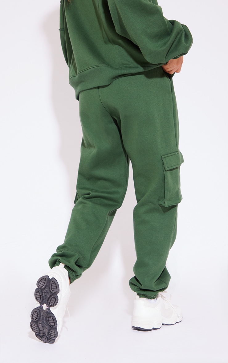 Forest Green Seam Detail Cargo Track Pants image 3