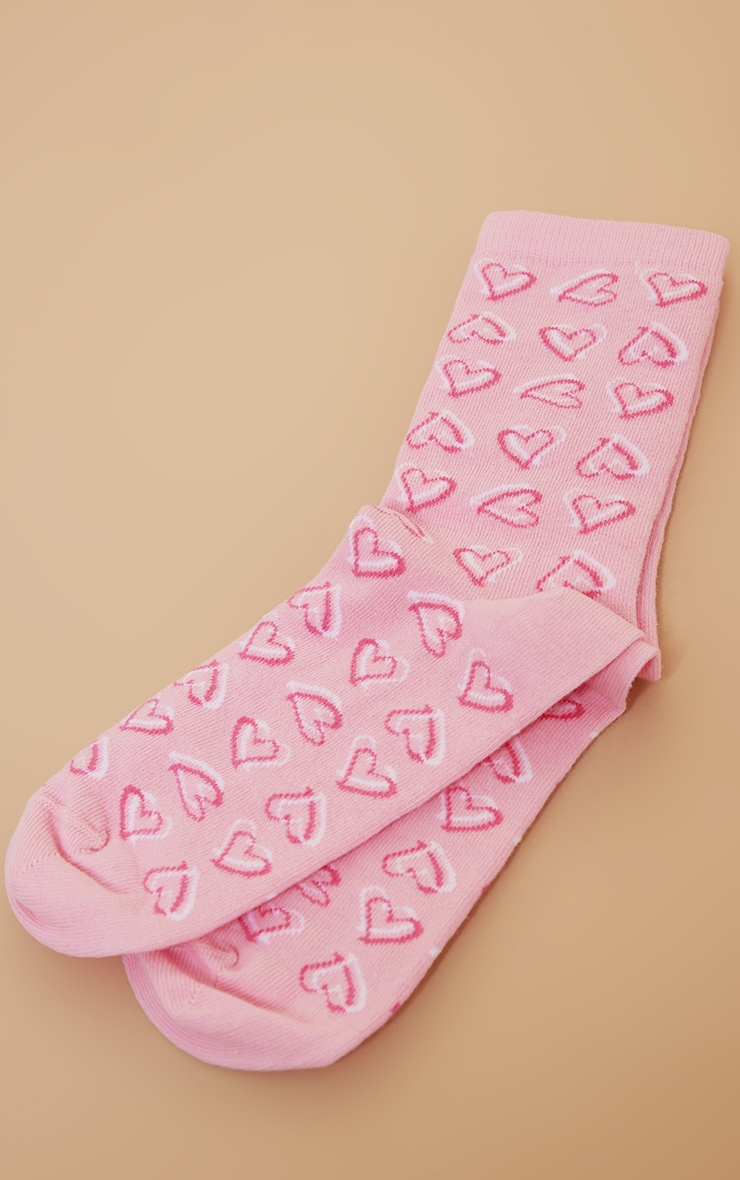 Chaussettes roses à doubles coeurs image 3