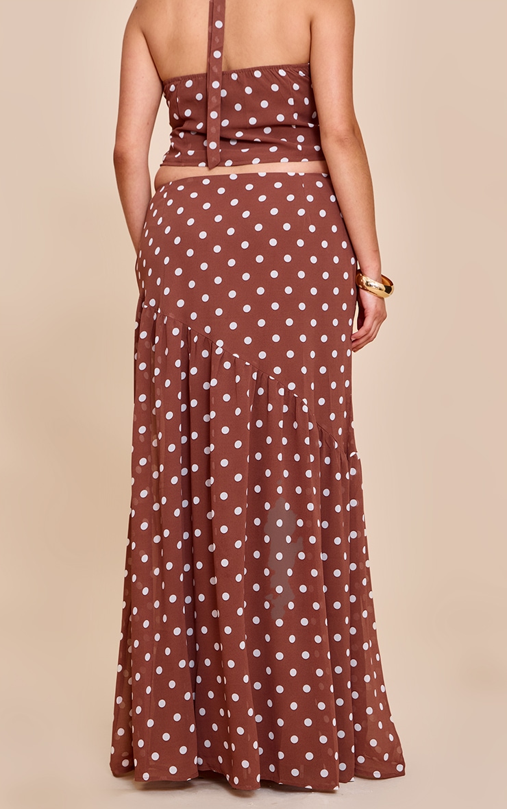 Plus Chocolate Polka Dot Asymmetric Maxi Skirt image 3