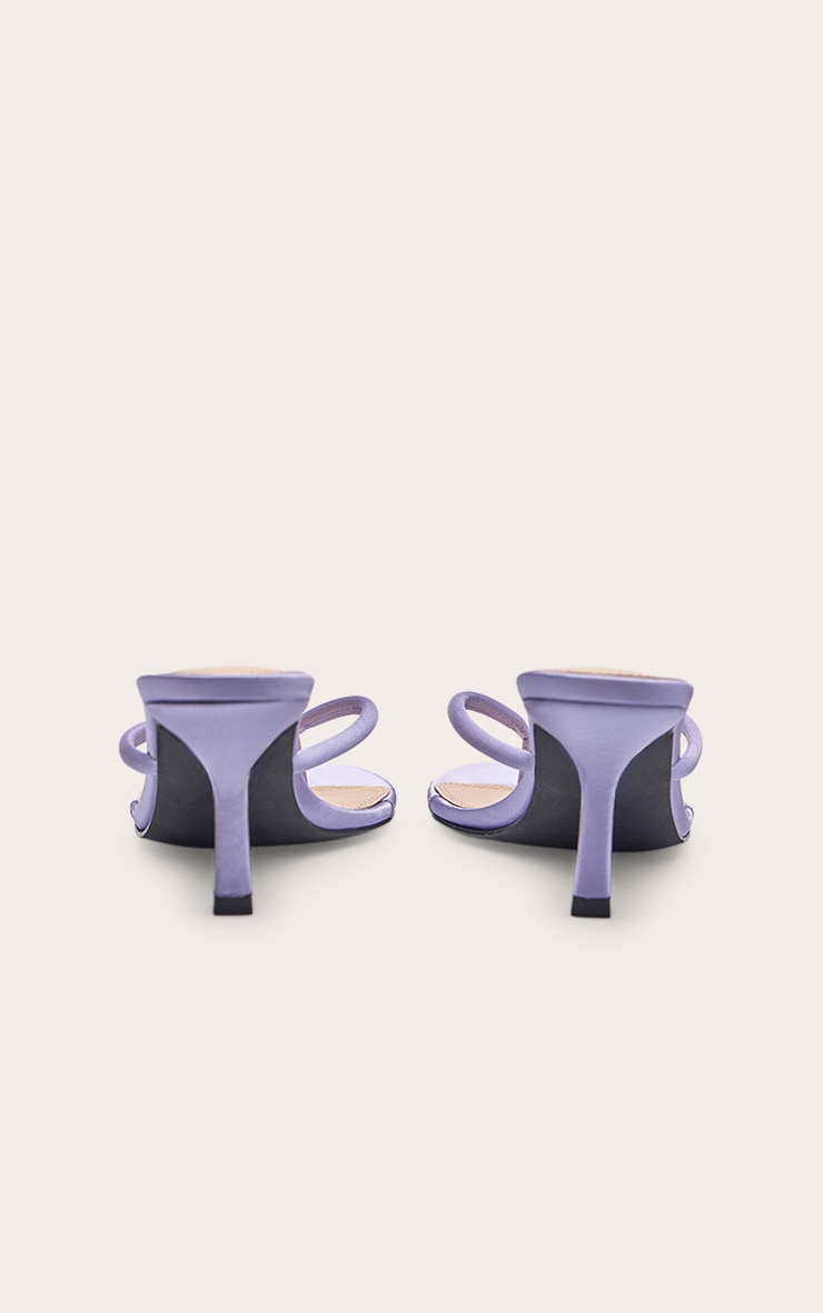 Lilac Satin Toe Thong Heeled Mules image 4