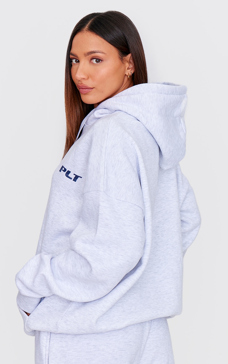 PRETTYLITTLETHING Tall Grey Marl Logo Oversized Hoodie image 2