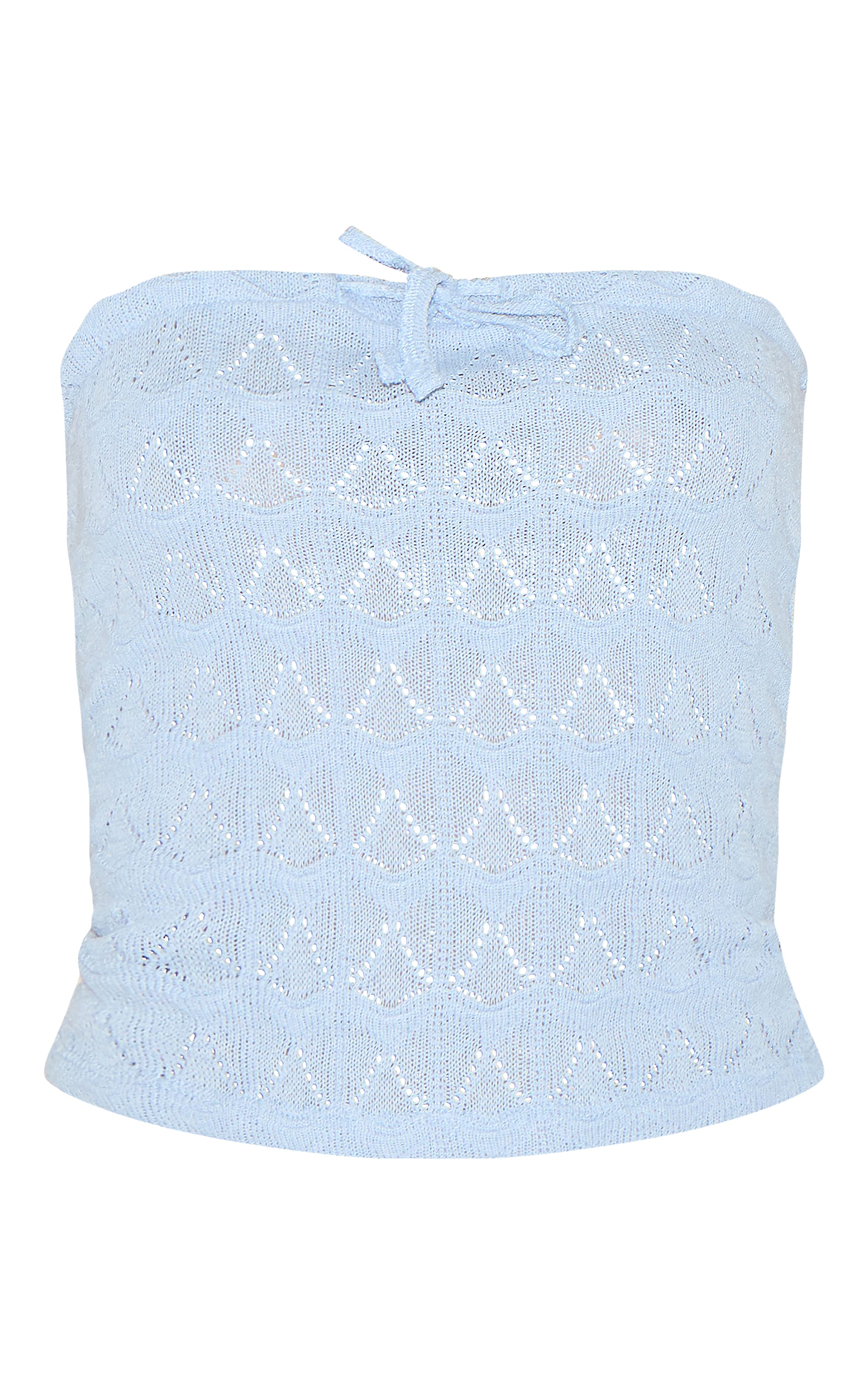Baby Blue Crochet Bow Detail Bandeau Top image 5
