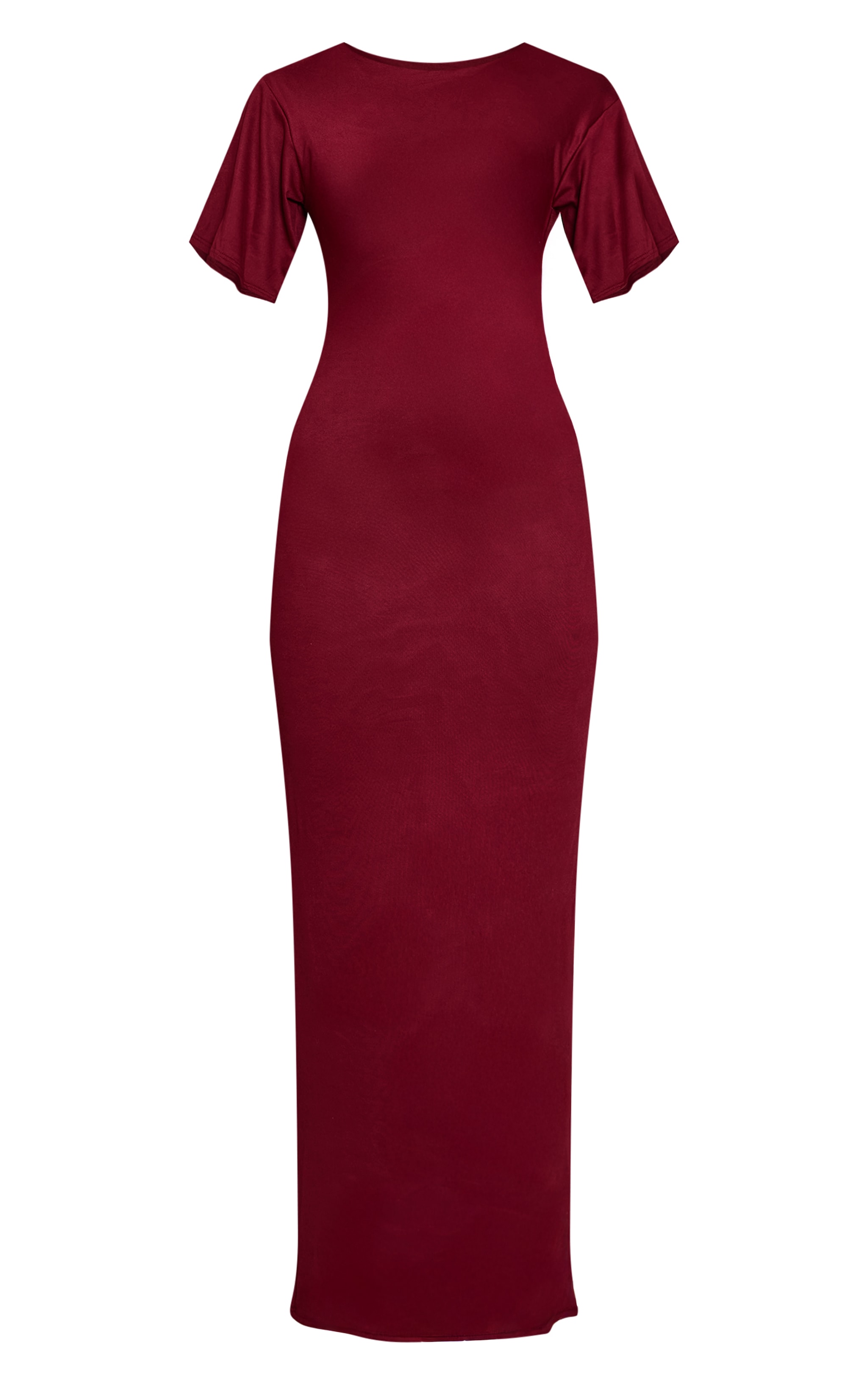 Robe longue en jersey bordeaux à col bateau et manches courtes image 5