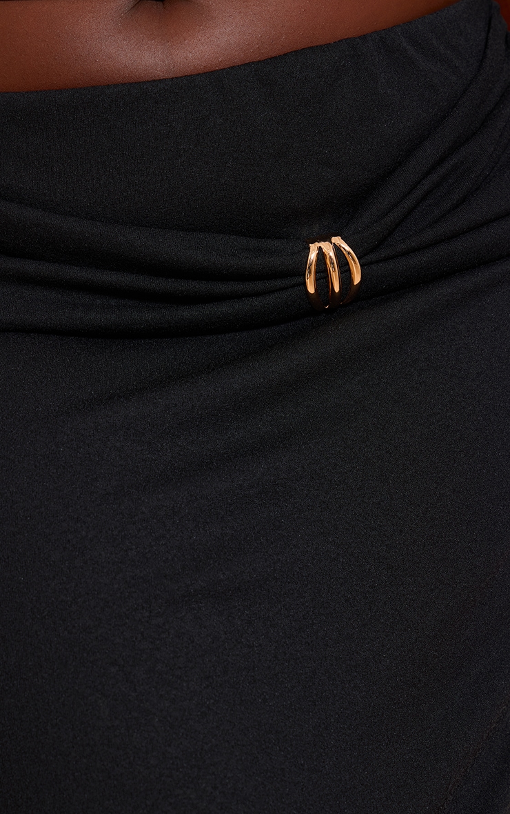 Plus Black Burnout Mesh Trim Detail Wrap Maxi Skirt image 4
