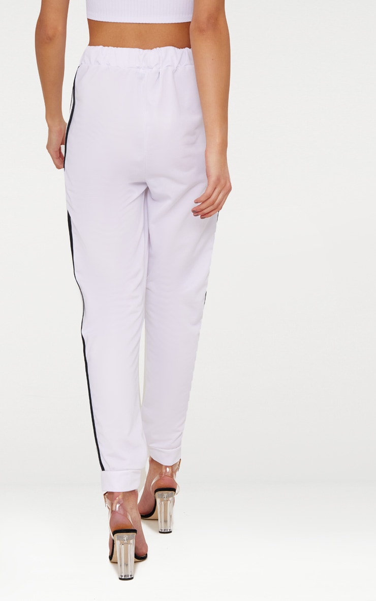 White Sport Stripe Joggers Trousers PrettyLittleThing