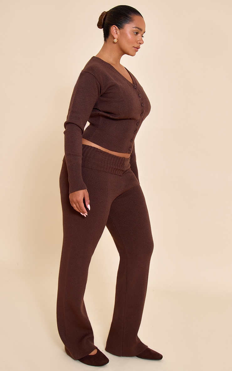 Shape Chocolate Foldover Pintuck Knitted Pants image 2