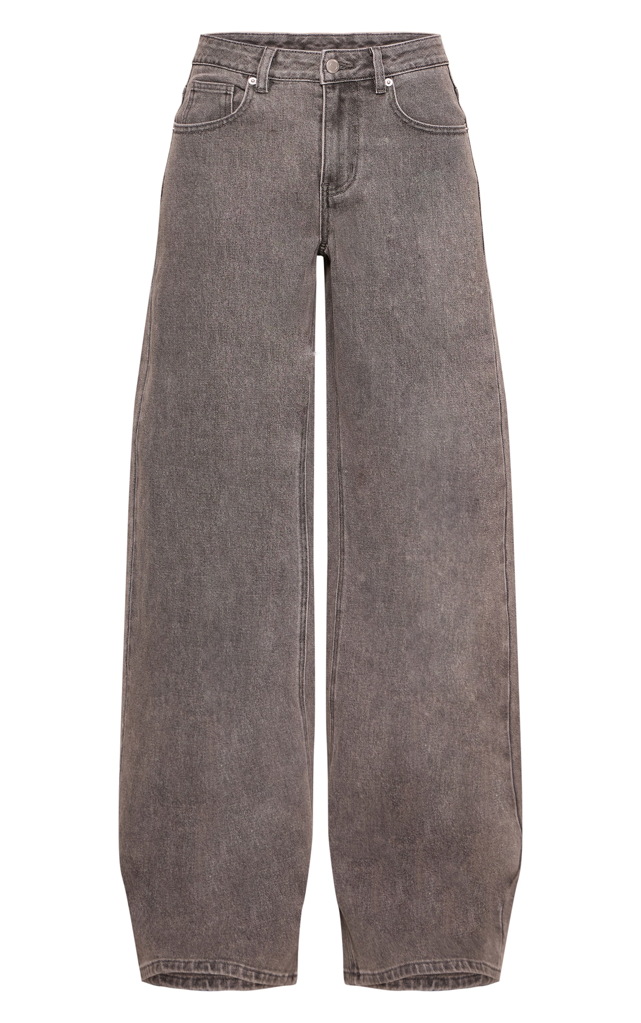 Tall Grey Mid Rise Stretch Wide Leg Jeans image 5