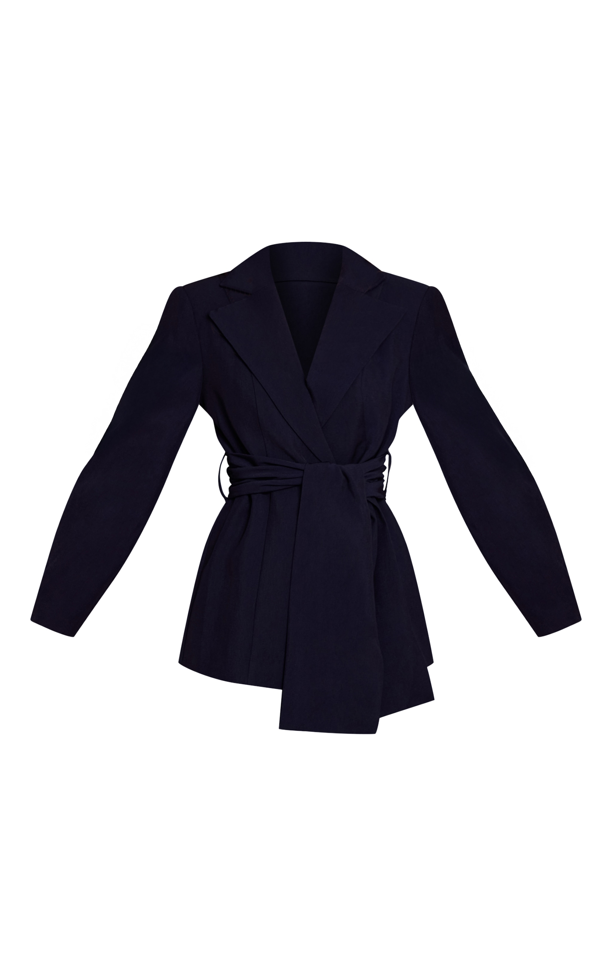 Navy Gathered Wrap Waist Belted Blazer image 5