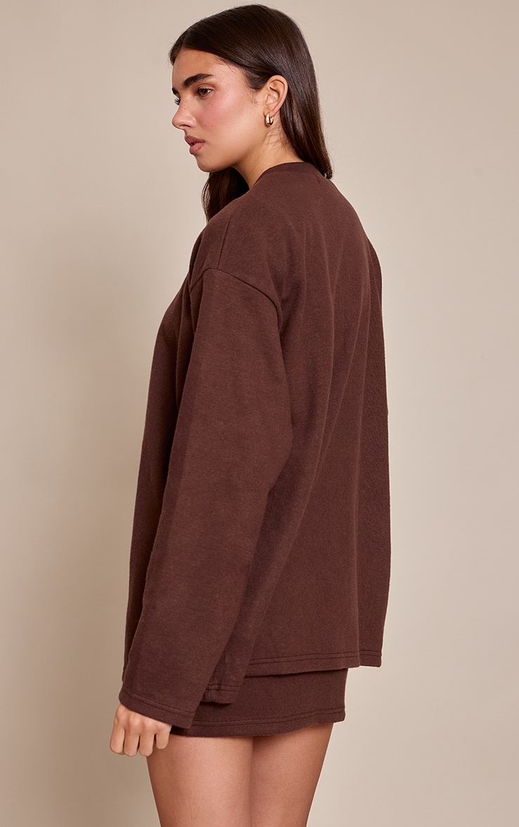 Dark Brown Super Soft Split Front Boxy Cardigan image 2