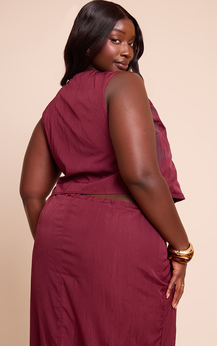 Plus Plum Textured Tie Detail Vest image 2