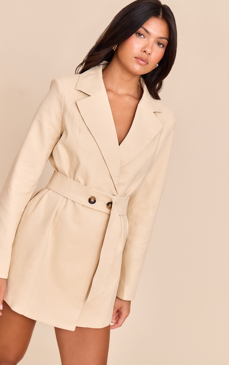 Natural Structured Belted Blazer Dress image 4