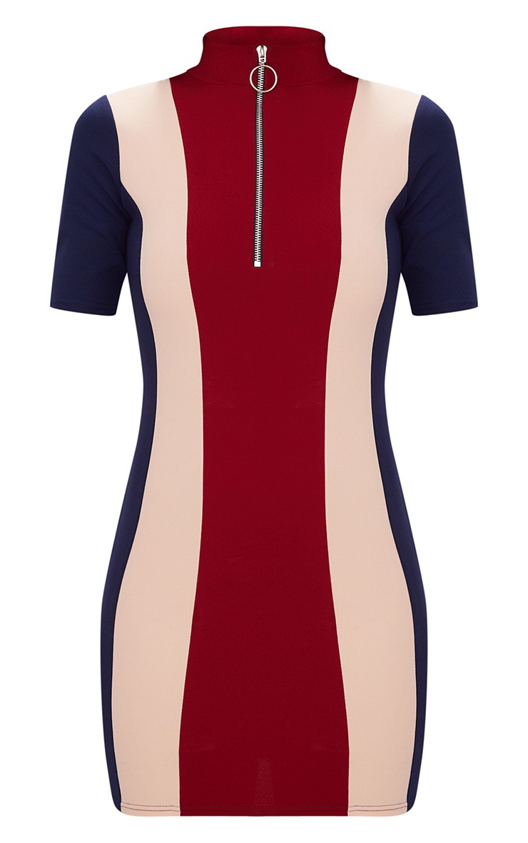 Burgundy Motor Cross Ring Pull Dress PrettyLittleThing USA