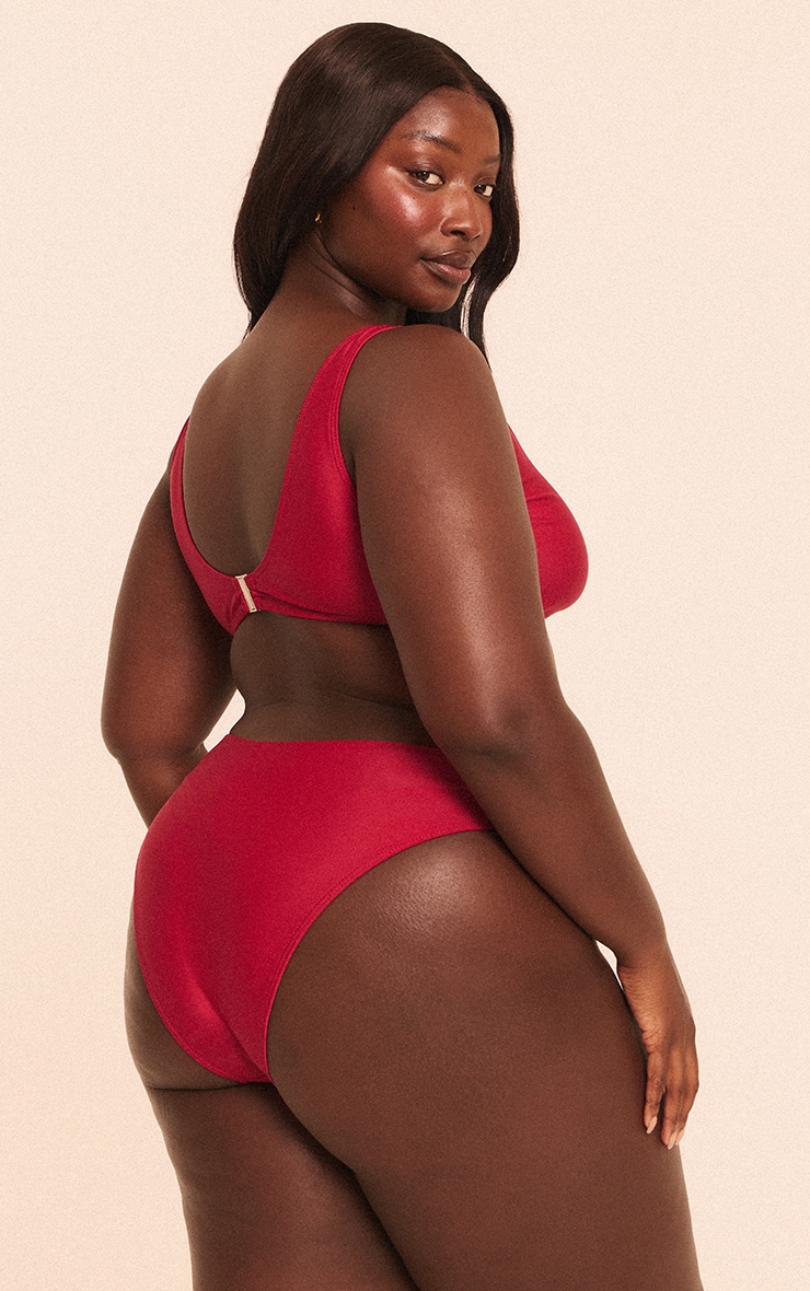 Plus Burgundy Plunge U Bar Bikini Top image 2