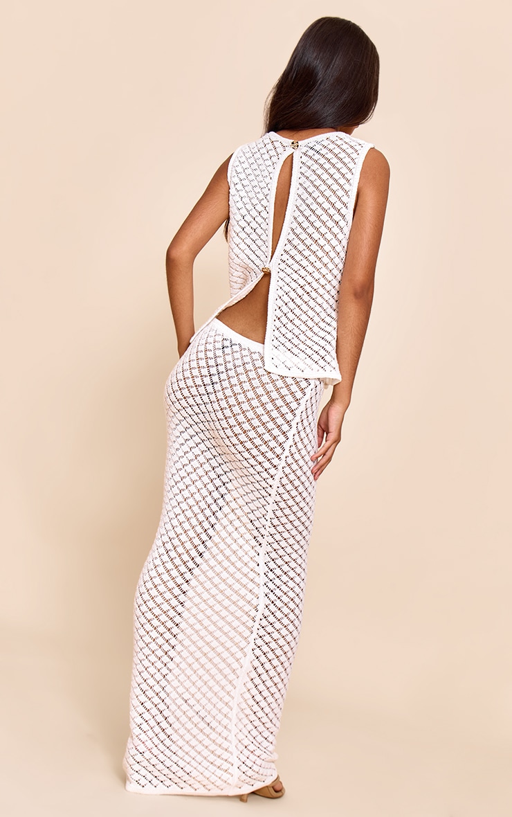 Petite Jupe longue en maille tricot blanche à taille basse image 3