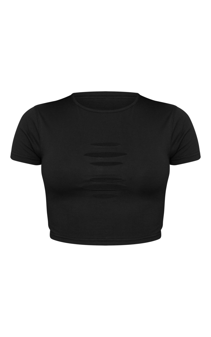Black Slash Front Babydoll T Shirt image 5