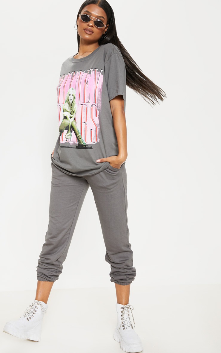 Grey Britney Spears Slogan Oversized T Shirt ...