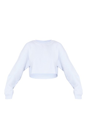 white long sleeve cropped sweatshirt