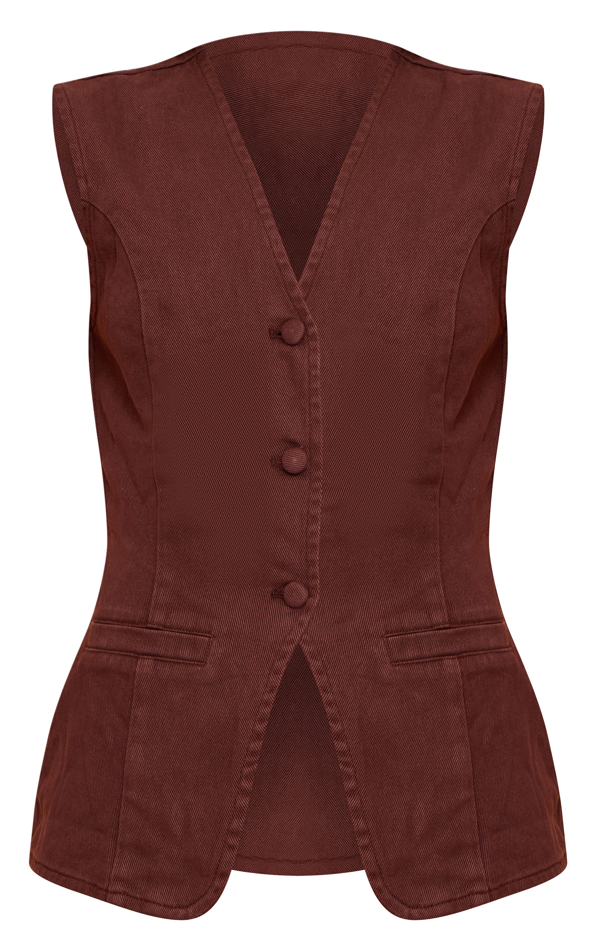 Tall Chocolate Tailored Style Longline Denim Vest image 5