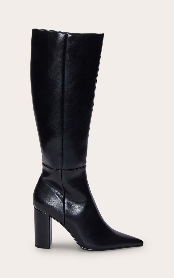 Black Point Toe Block Heel Knee High Boot image 2