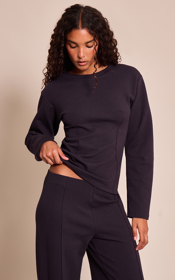 Sweat tissé bleu marine à taille cintrée image 4