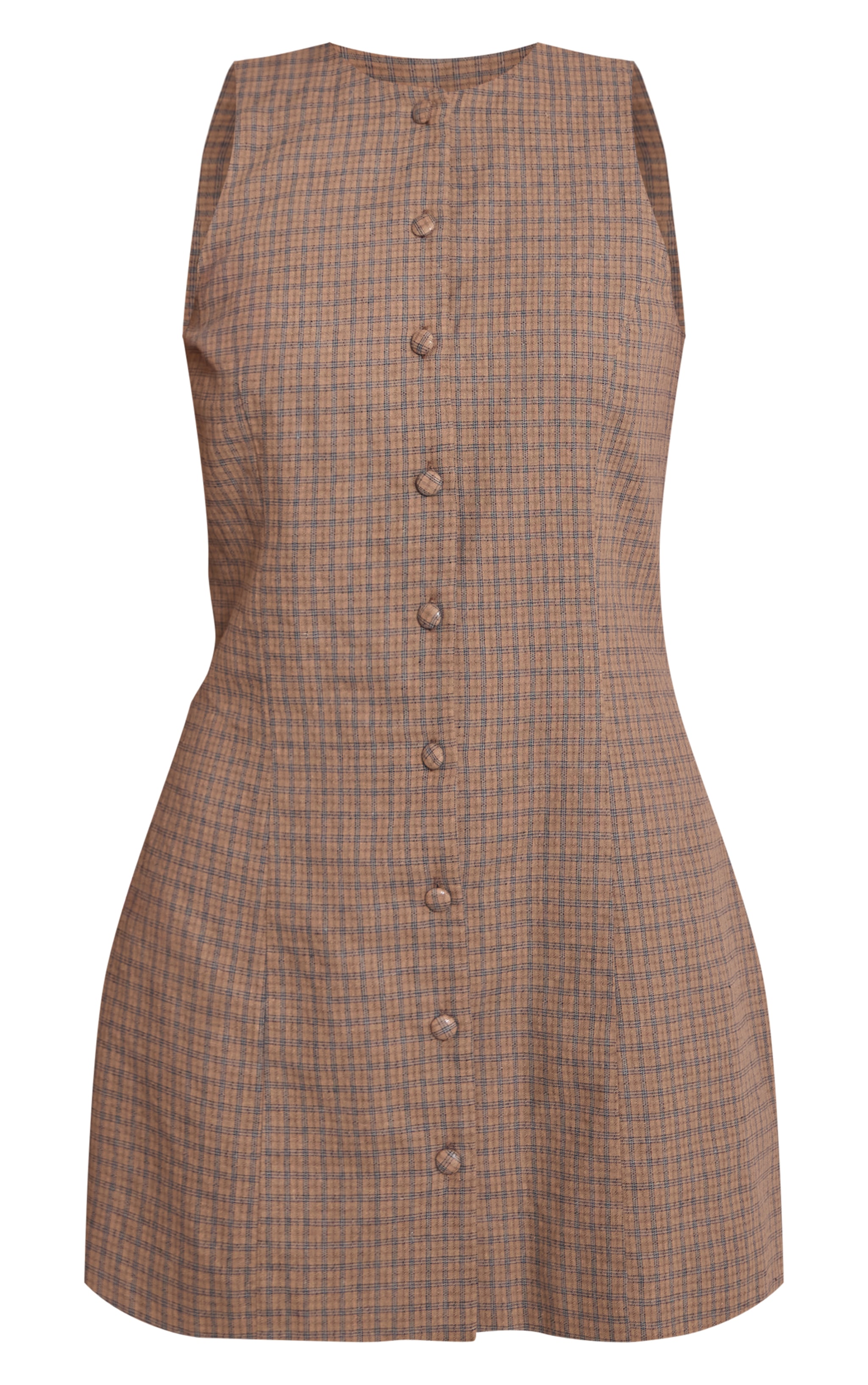 Sage Check Boat Neck Button Down Bodycon Dress image 5