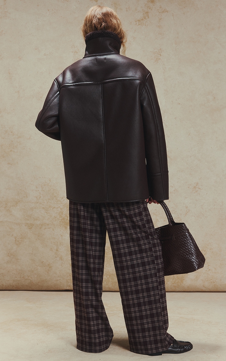 Burgundy Borg Lining Funnel Neck Aviator image 2