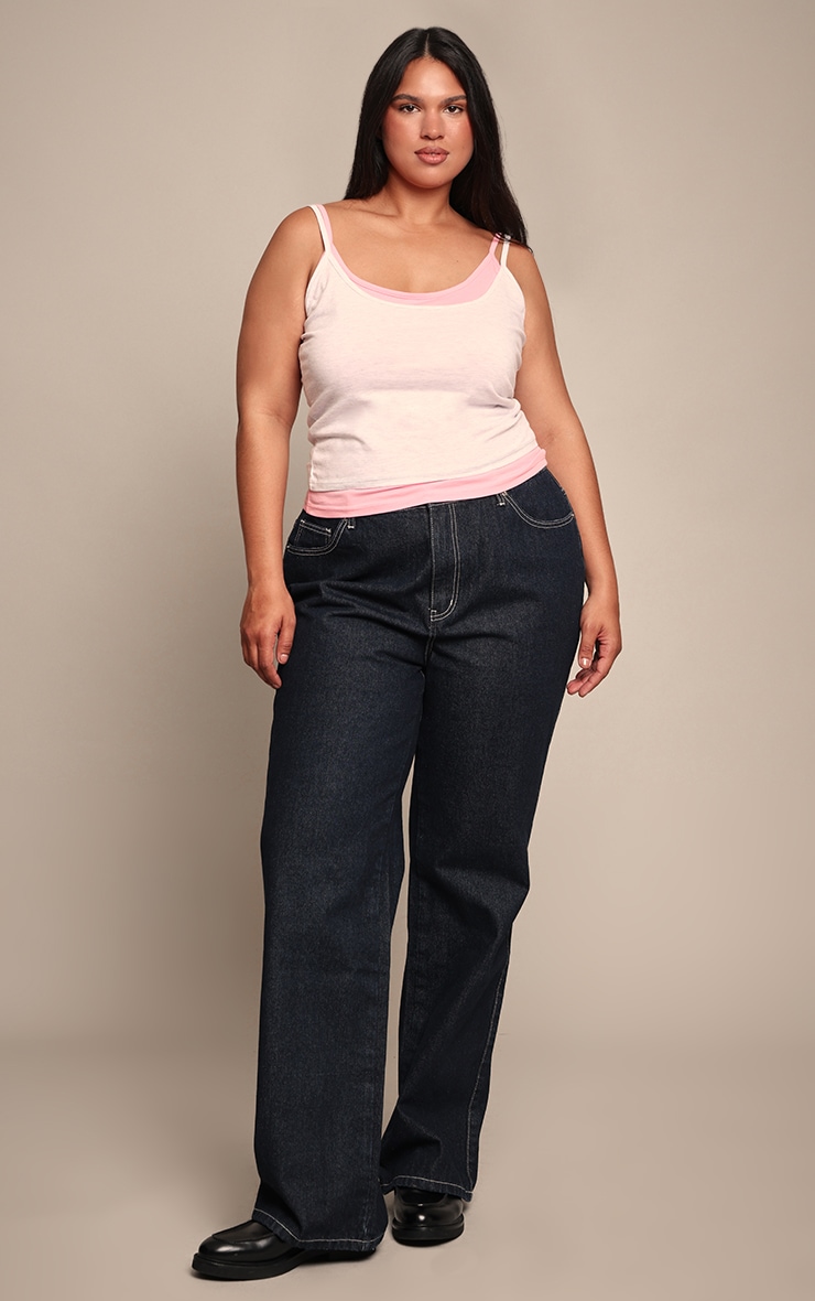 Plus Grey Marl Overlay Detail Strappy Vest Top image 3