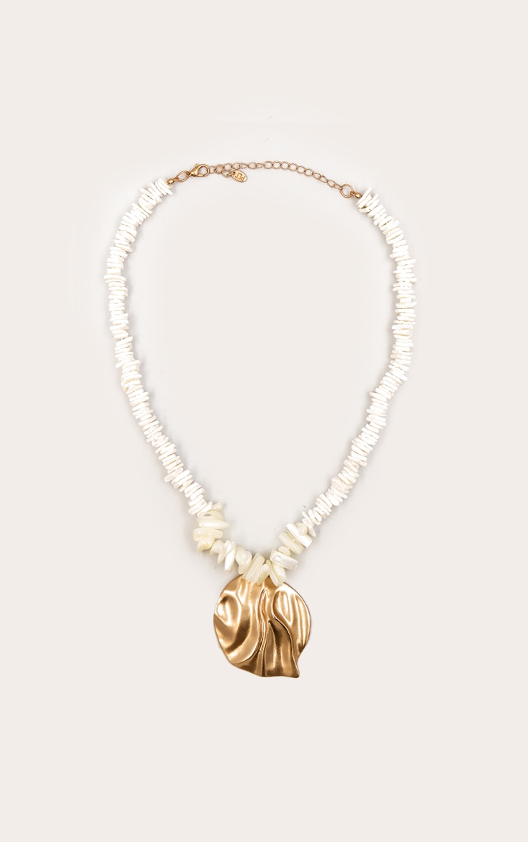 Cream Shell Molten Pendant Necklace image 2