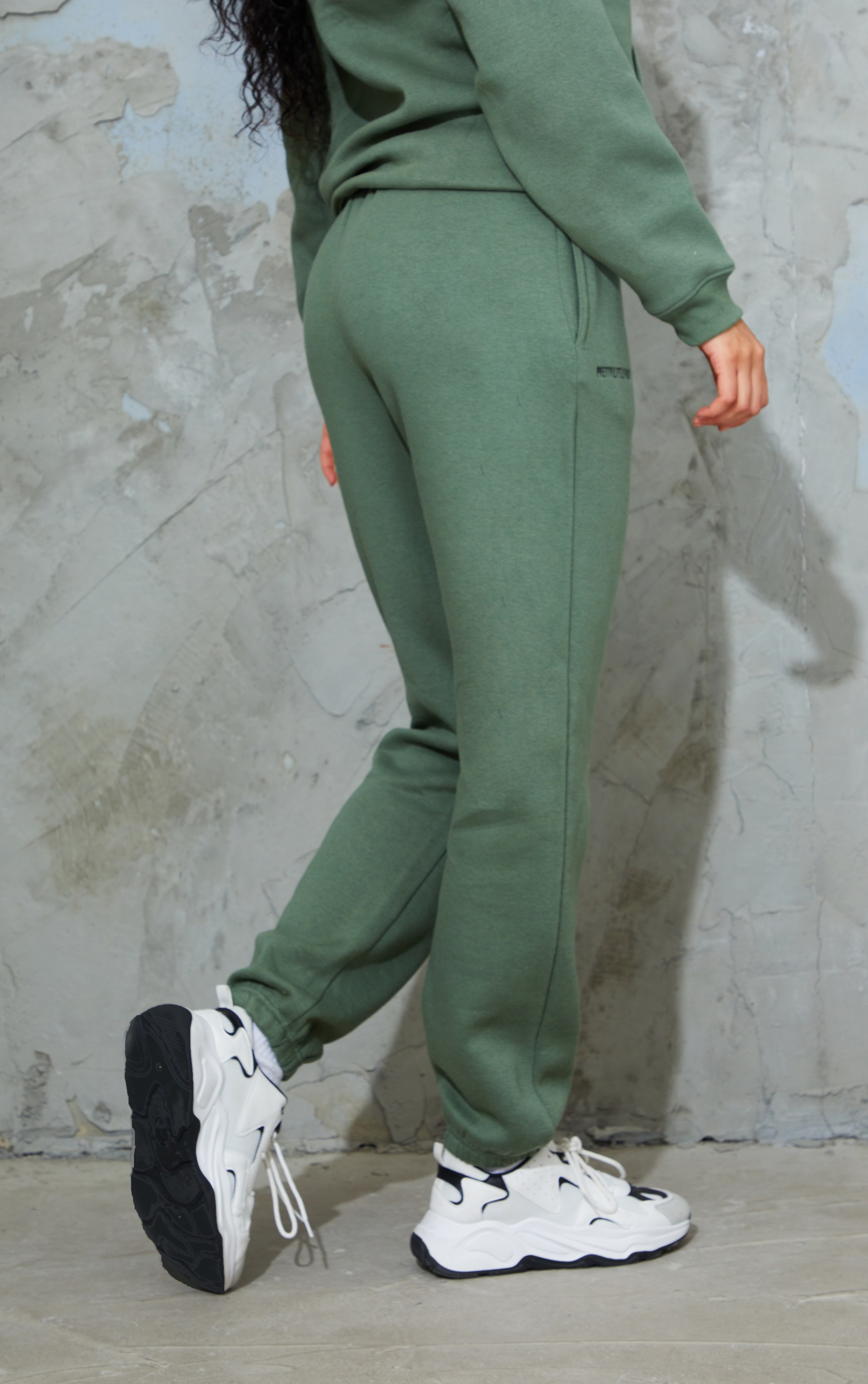 PRETTYLITTLETHING Sage Green Block Embroidered Track Pants image 3