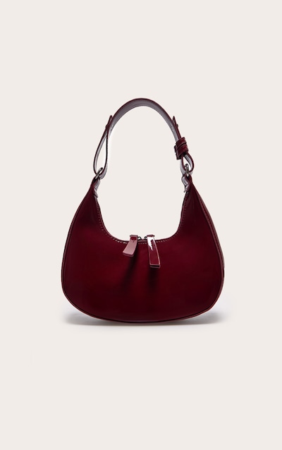 Burgundy Mini Double Zip Circle Grab Bag