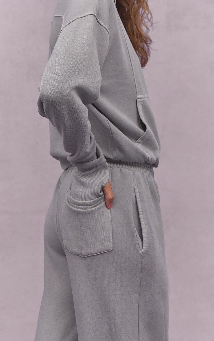 Ash Grey Acid Wash Drawcord Cuff Track Pant image 4