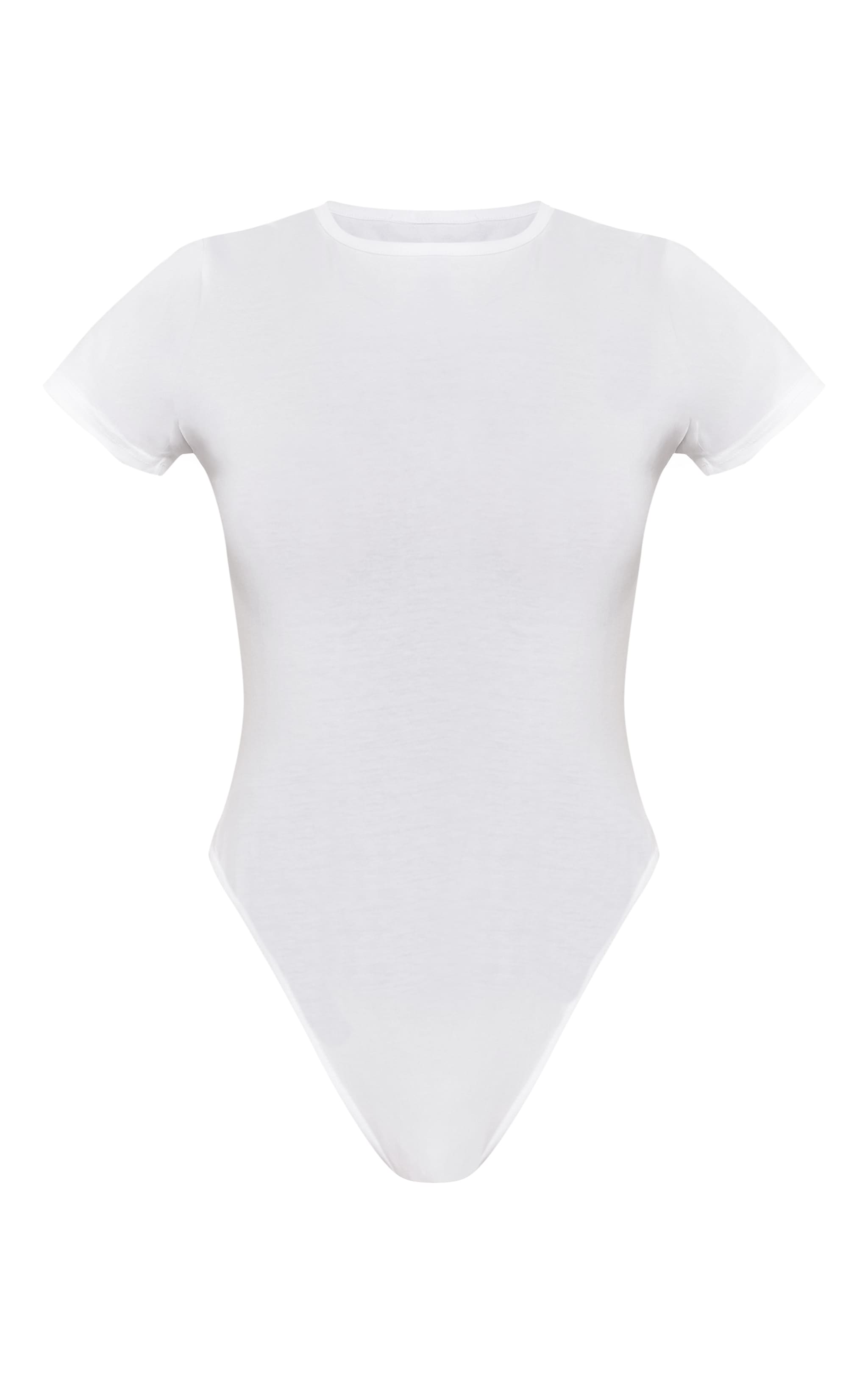 White Cotton Crew Neck Short Sleeve Bodysuit image 5