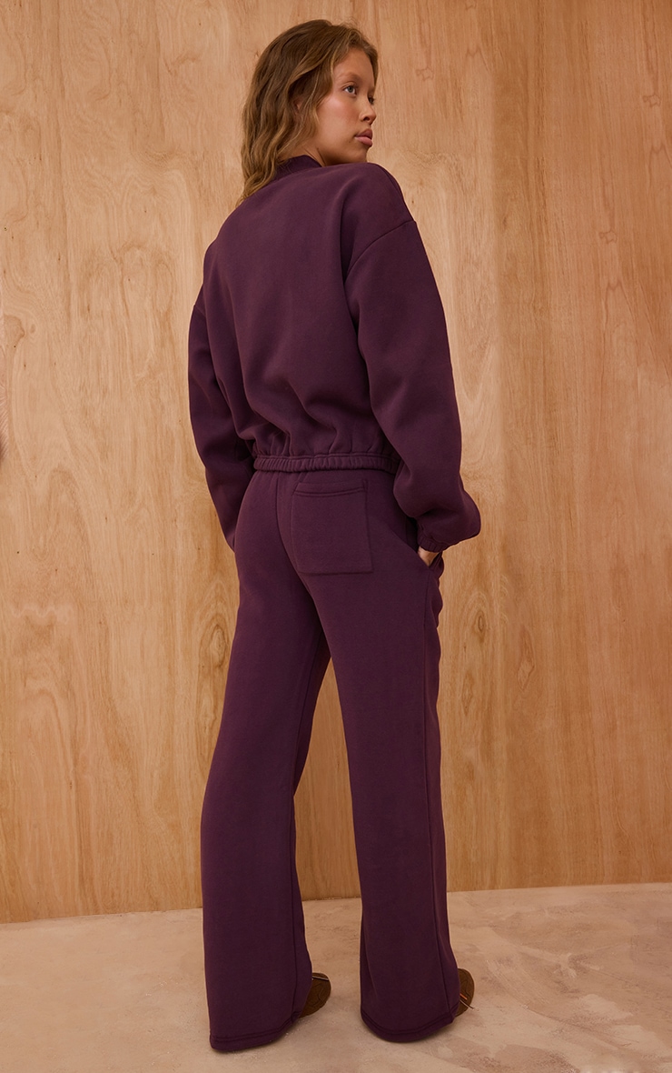 Plum Cotton Fleece Straight Leg Sweatpants image 3