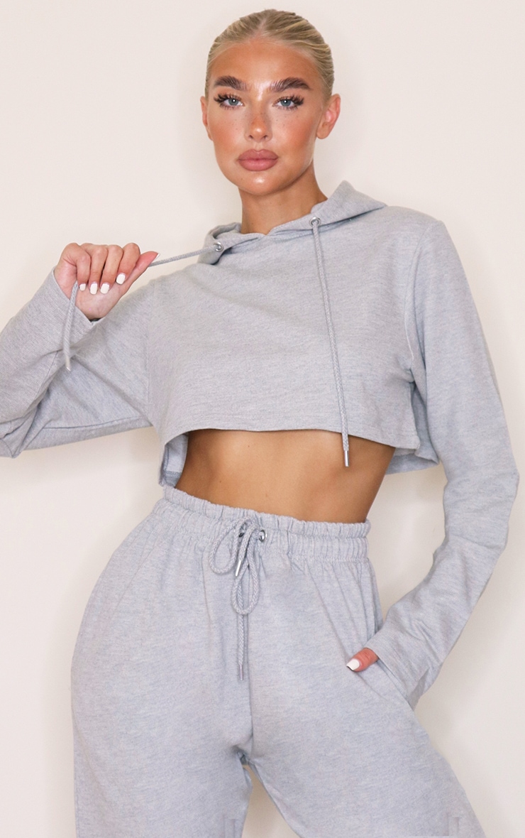 Grey Crop Hoodie