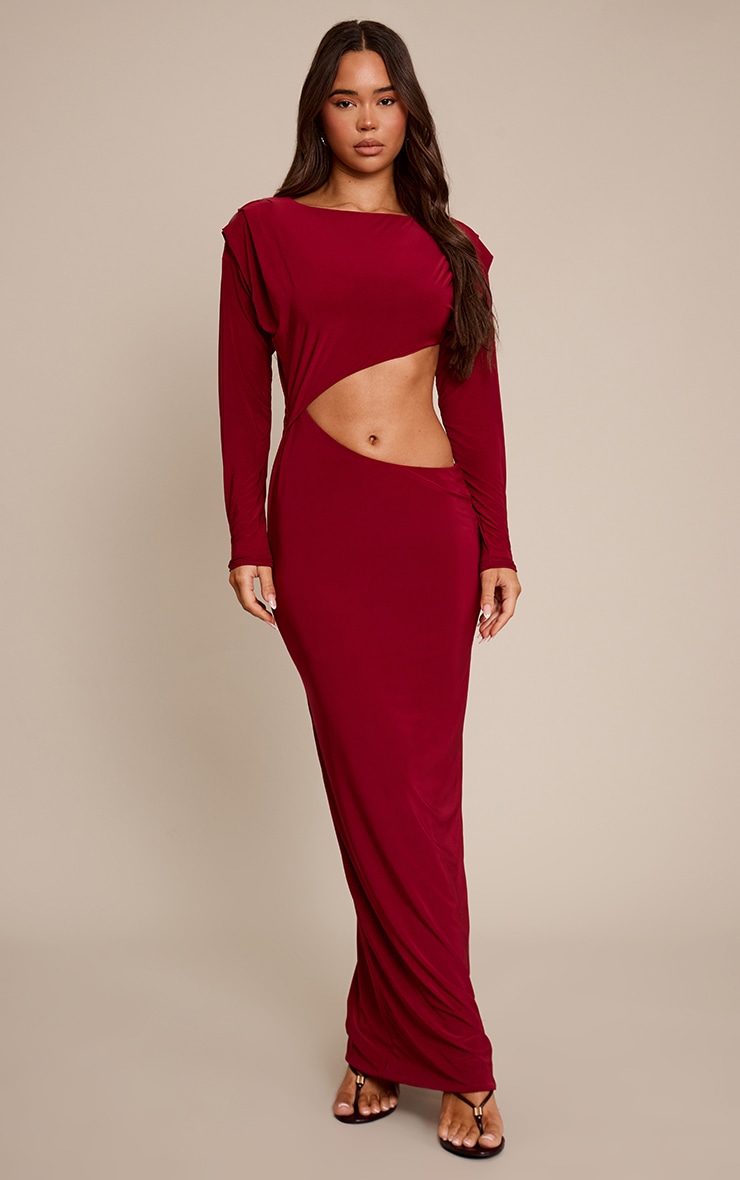Wine Soft Touch Cut Out Maxi Dress
