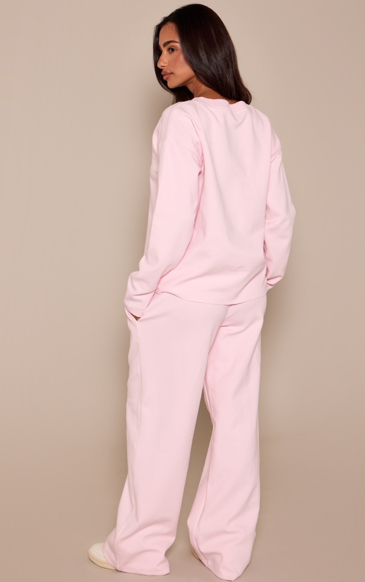 Petite Baby Pink Drawstring Waist Wide Leg Joggers image 3