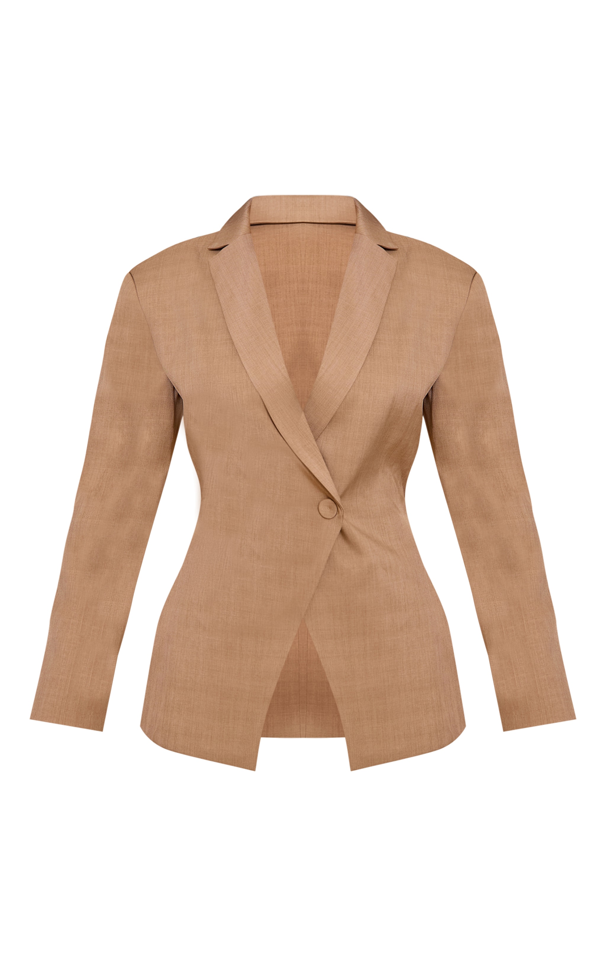 Petite Taupe Cross Front Boxy Tailored Blazer image 5